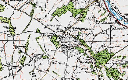Old map of Wickham Green in 1919