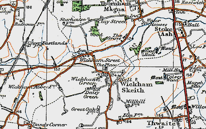 Old map of Wickham Skeith in 1920