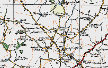 Old map of Wickhambrook in 1921