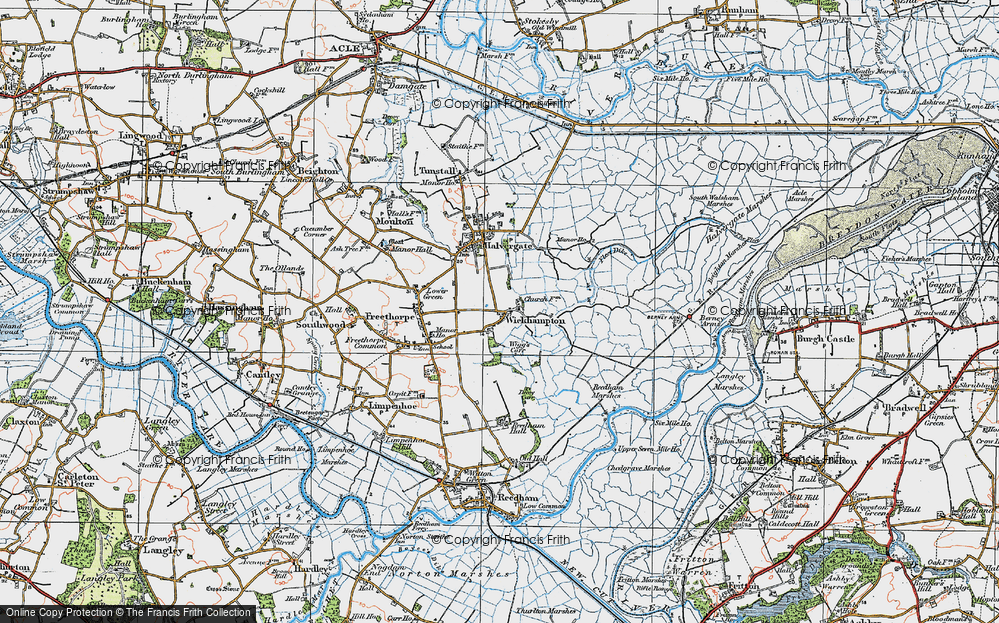 Old Map of Historic Map covering Wigg's Carr in 1922