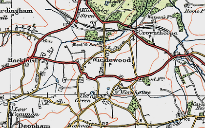 Old map of Wicklewood in 1921