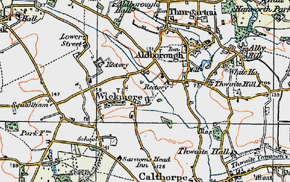 Old map of Wickmere in 1922