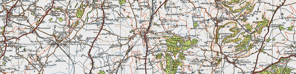 Old map of Wickwar in 1919