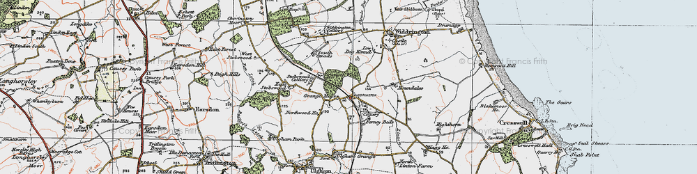 Old map of Widdrington Station in 1925