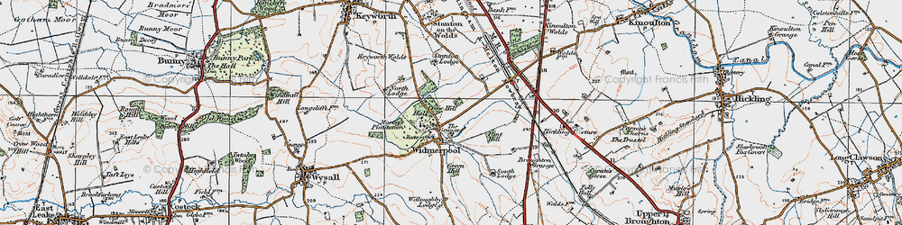 Old map of Widmerpool in 1921