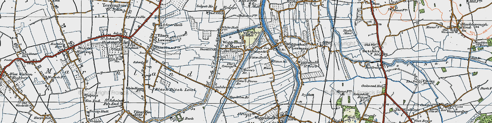 Old map of Wiggenhall St Mary the Virgin in 1922