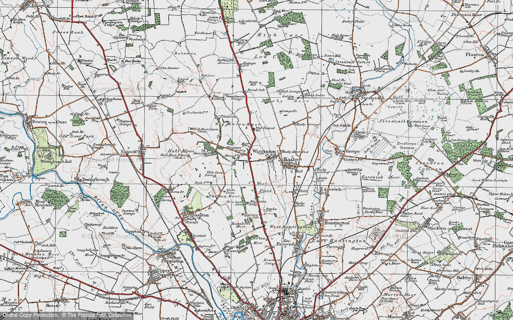 Old Map of Historic Map covering Wigginton Moor in 1924