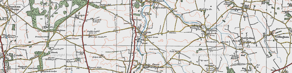 Old map of Wighton in 1921