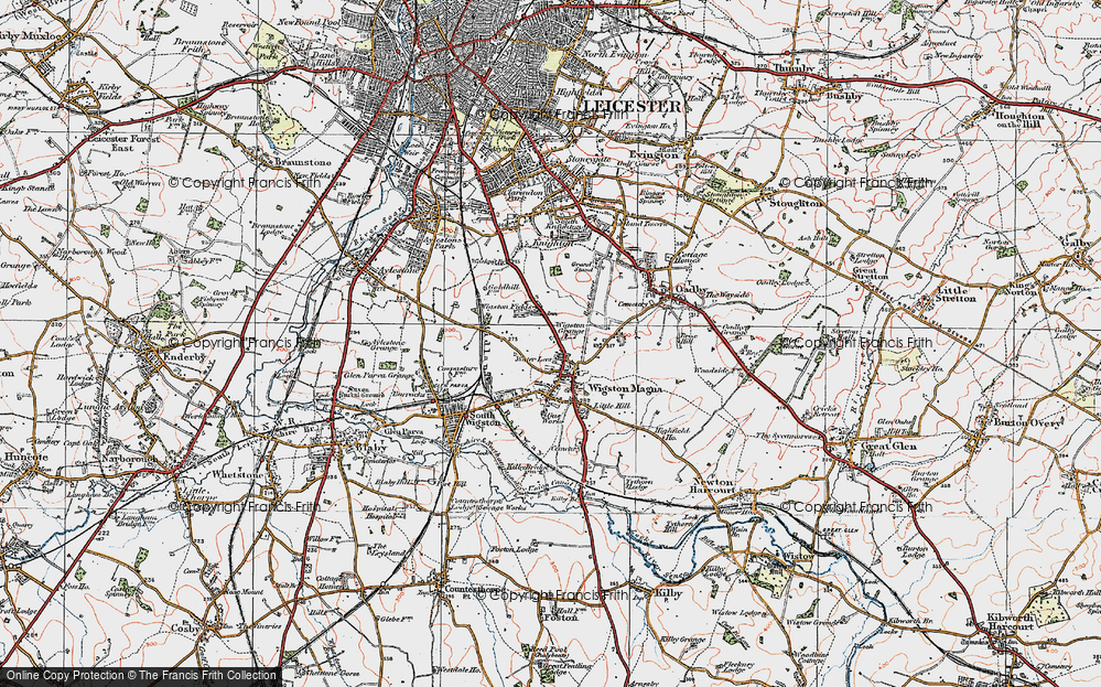Old Map of Wigston, 1921 in 1921