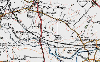 Old map of Wigston Harcourt in 1921