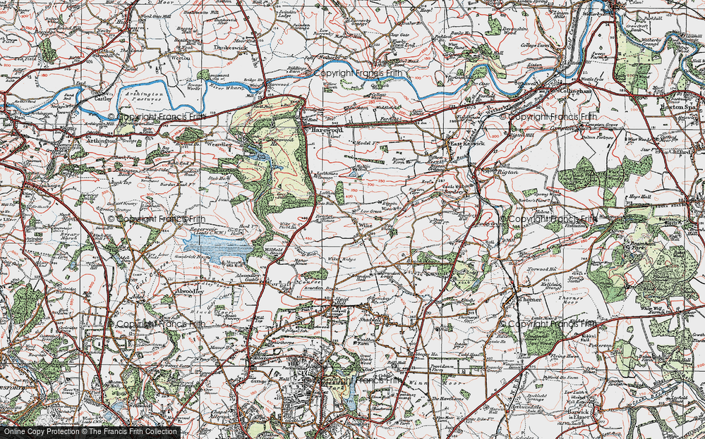 Old Map of Historic Map covering Wike Whin in 1925