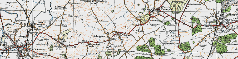 Old map of Wilbarston in 1920