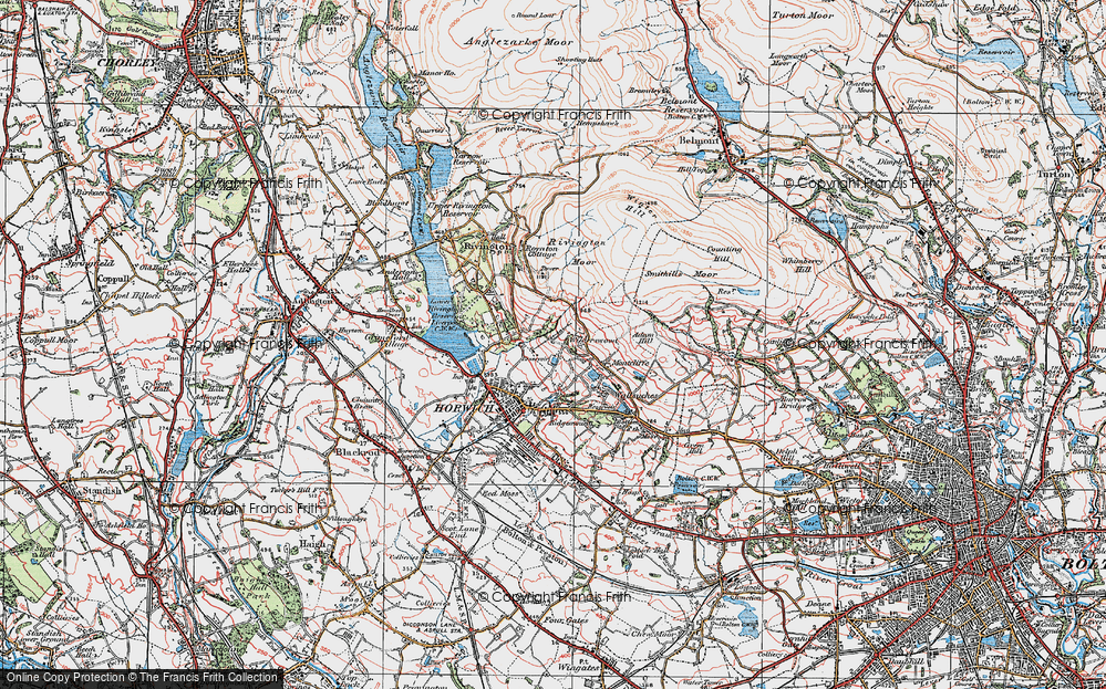 Old Map of Historic Map covering Rivington Moor in 1924