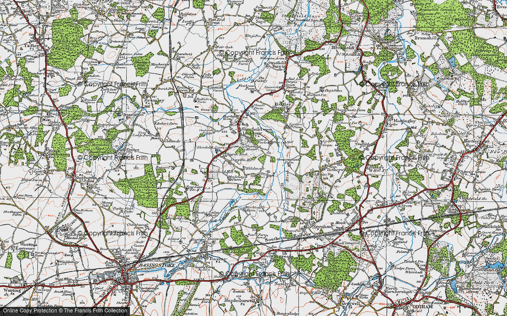 Old Map of Historic Map covering Sherfield School in 1919