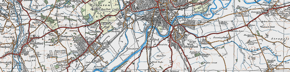 Old map of Wilford in 1921