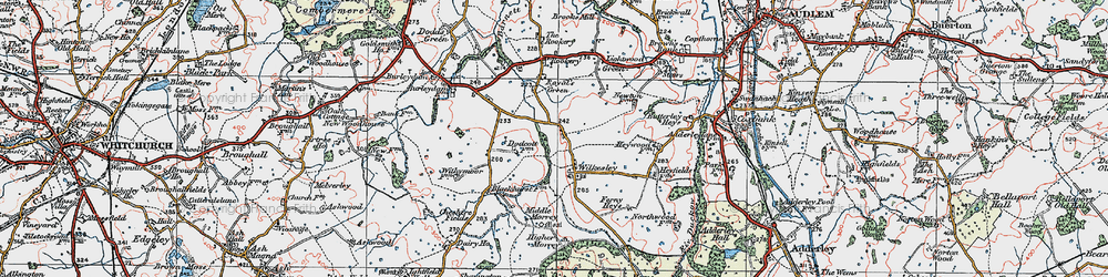 Old map of Wilkesley in 1921