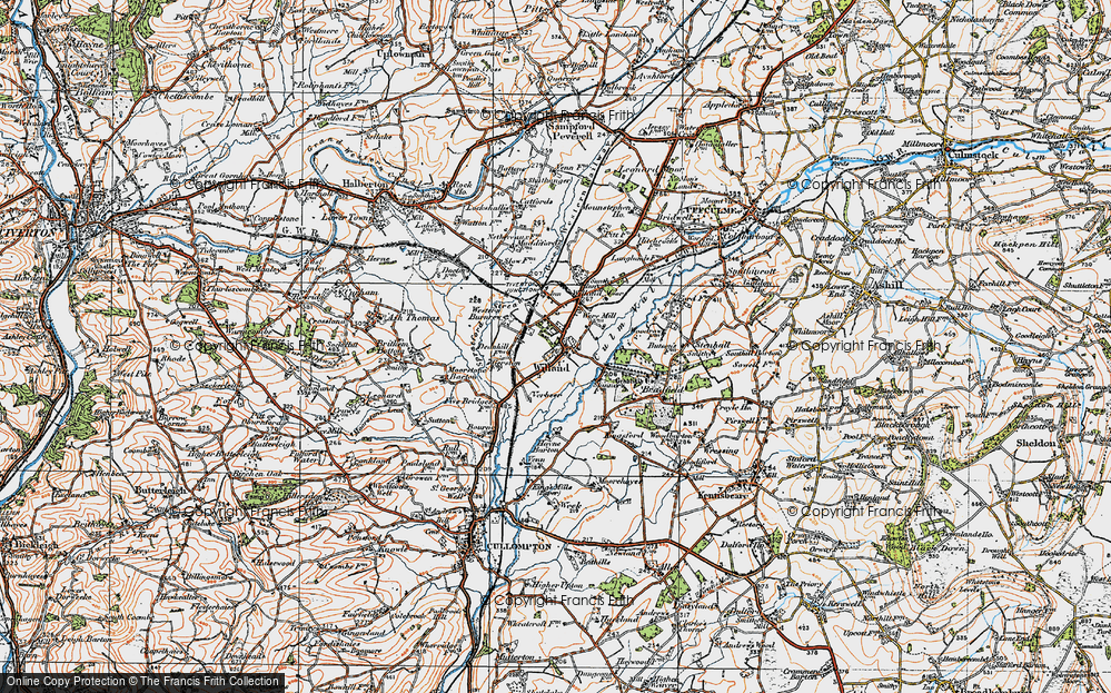 Old Map of Willand, 1919 in 1919