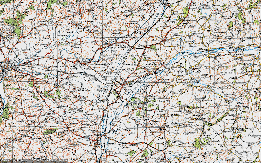 Old Map of Willand Moor, 1919 in 1919