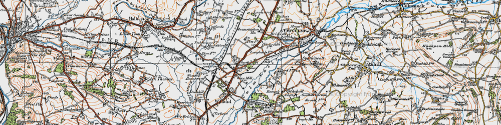 Old map of Willand Moor in 1919