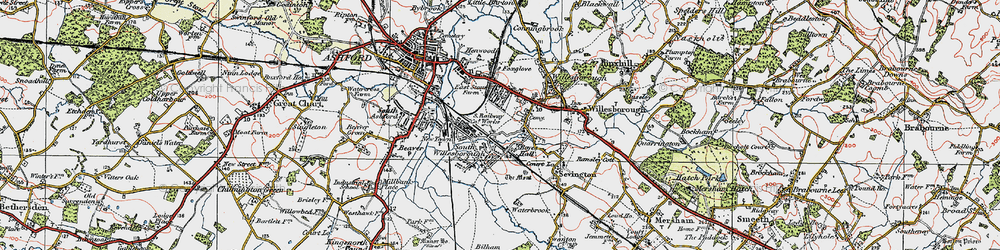 Old map of Willesborough in 1921