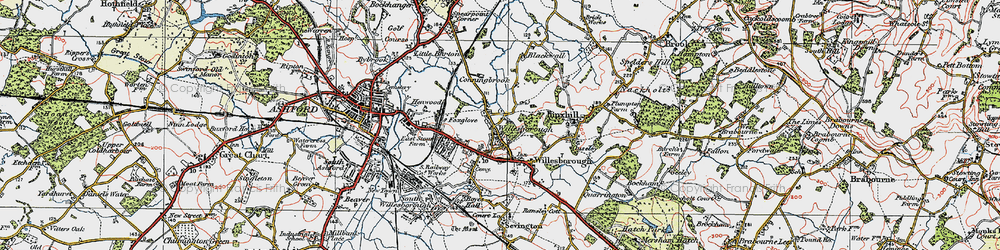 Old map of Willesborough Lees in 1921