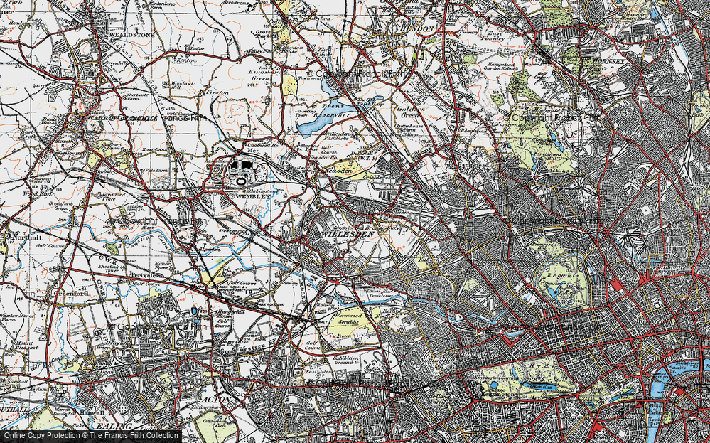 Old Map of Willesden, 1920 in 1920