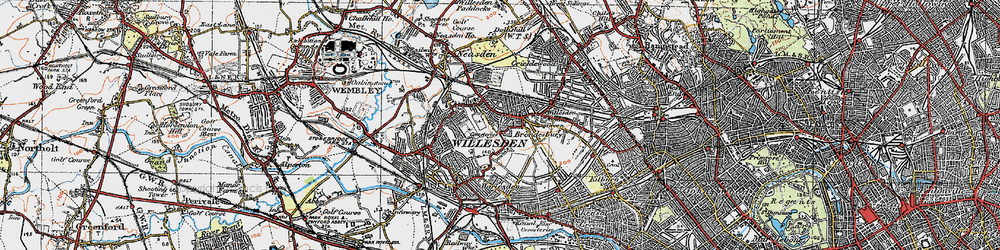 Old map of Willesden in 1920