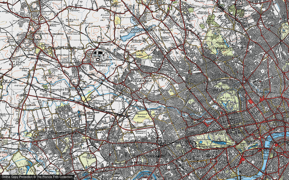 Old Map of Willesden Green, 1920 in 1920