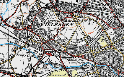 Old map of Willesden Green in 1920
