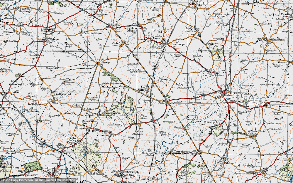 Old Map of Historic Map covering Bittesby Village in 1920
