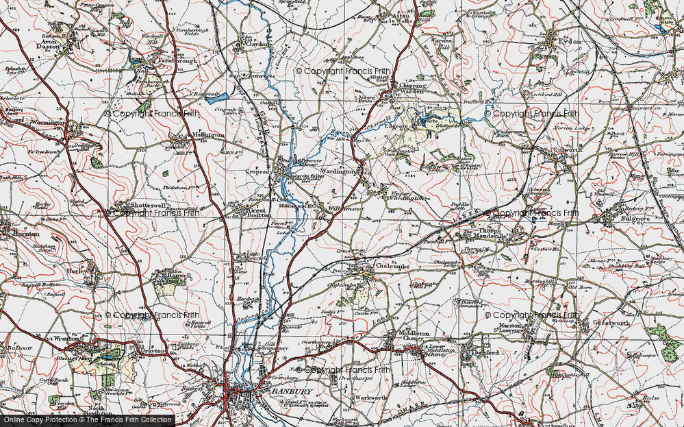 Old Map of Historic Map covering Williamscot Ho in 1919