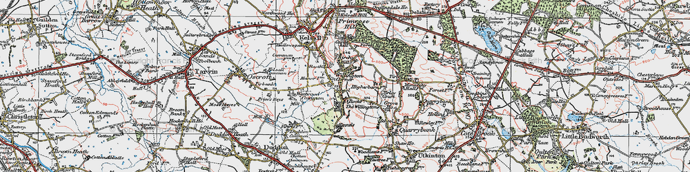 Old map of Willington Corner in 1923