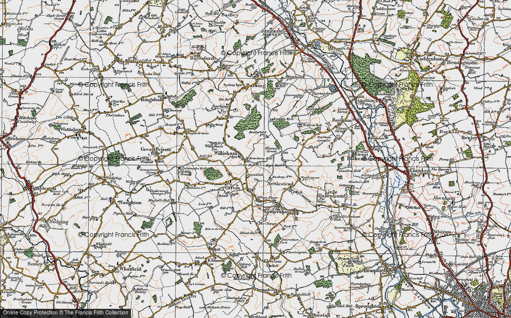 Old Map of Historic Map covering Bonny Wood in 1921