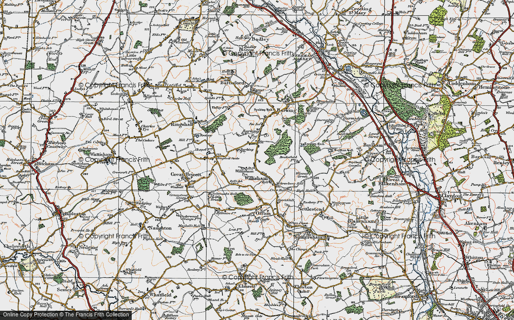 Old Map of Willisham Tye, 1921 in 1921