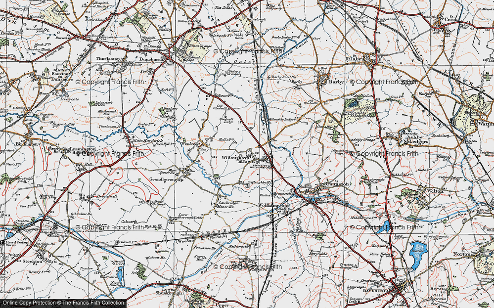 Old Map of Historic Map covering Braunston Fields in 1919