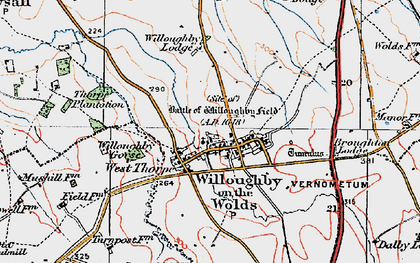 Old map of Willoughby-on-the-Wolds in 1921
