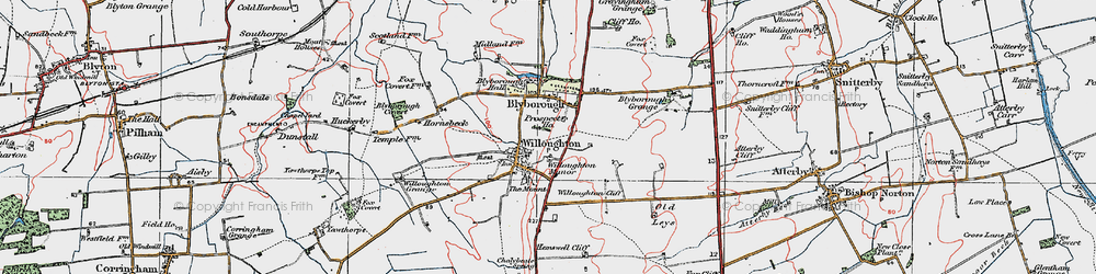 Old map of Willoughton in 1923