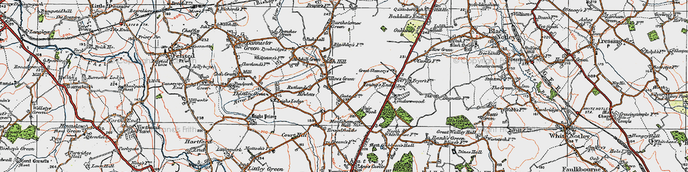 Old map of Willows Green in 1921