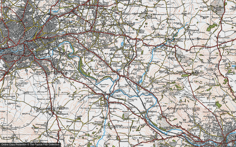 Old Map of Historic Map covering Bitton Hill in 1919