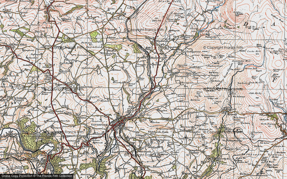 Old Map of Historic Map covering Kilworthy in 1919