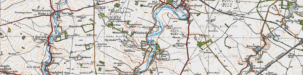Old map of Wilsford in 1919