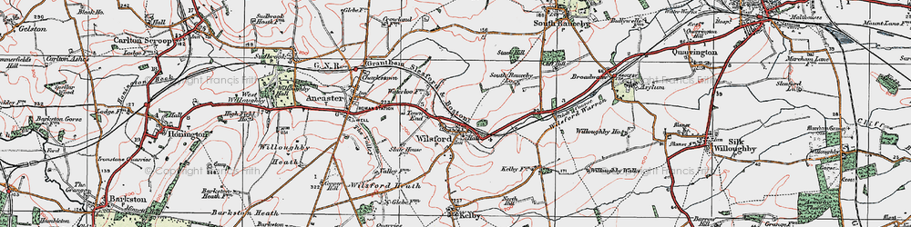 Old map of Wilsford in 1922