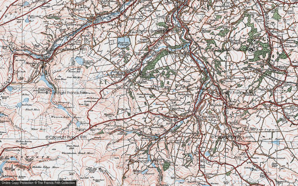 Old Map of Wilshaw, 1924 in 1924