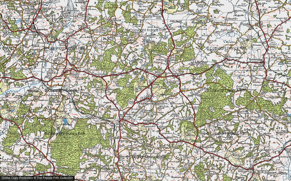 Old Map of Historic Map covering Angley Wood in 1921