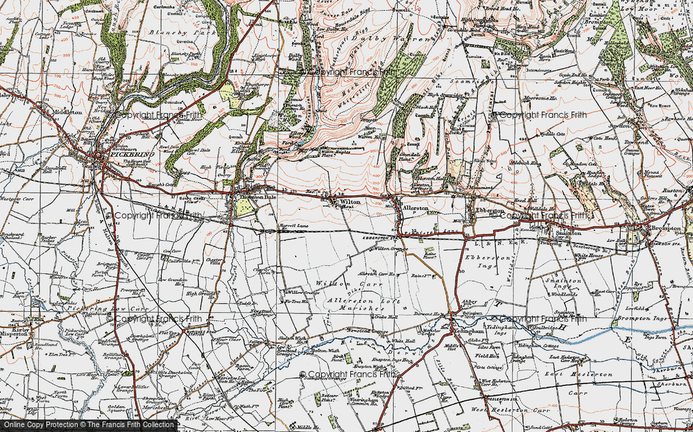 Old Map of Historic Map covering Wilton Carr in 1925
