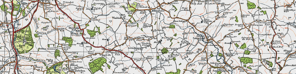Old map of Wimbish Green in 1920