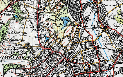 Old map of Wimbledon in 1920