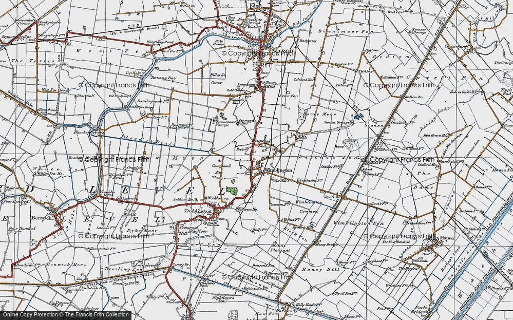 Old Map of Historic Map covering Block Fen Stables in 1920