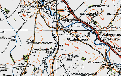 Old map of Wimpstone in 1919