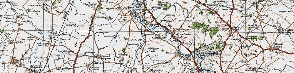 Old map of Wimpstone in 1919